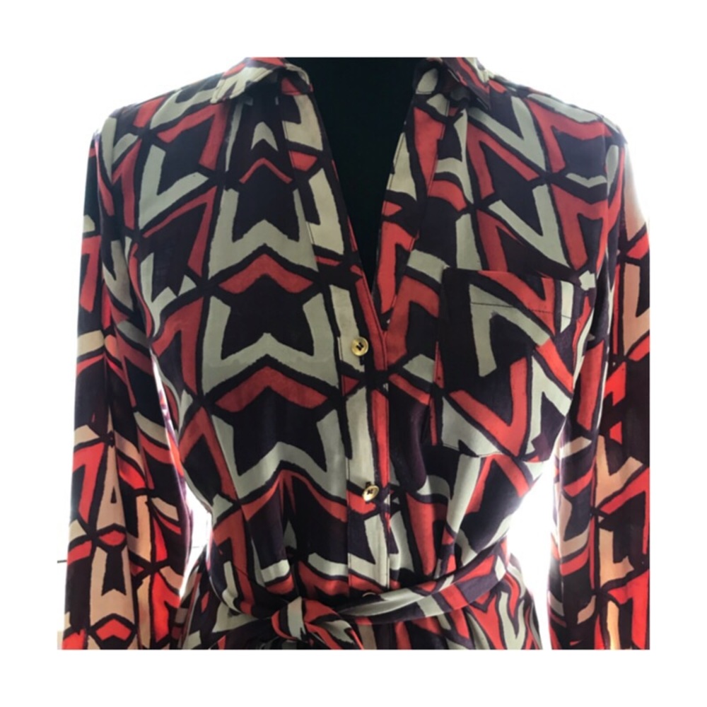 Outback Red Geometric Print Shirt Dress